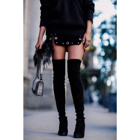 Stuart Weitzman Highland Over the Knee Black Suede Boots Womens 7.5 OTK - Picture 13 of 16